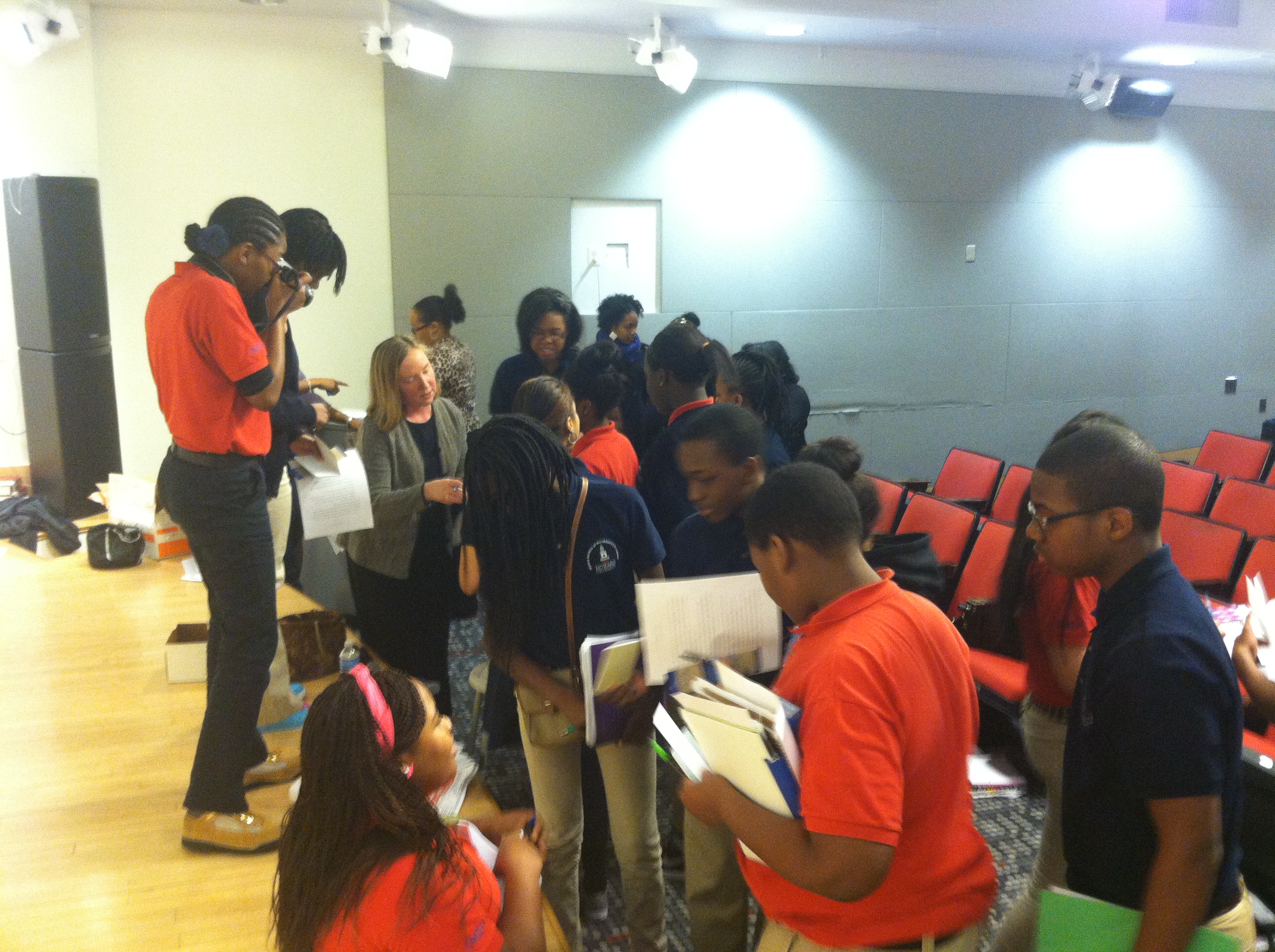 Valerie Patterson with students from Howard University Middle School