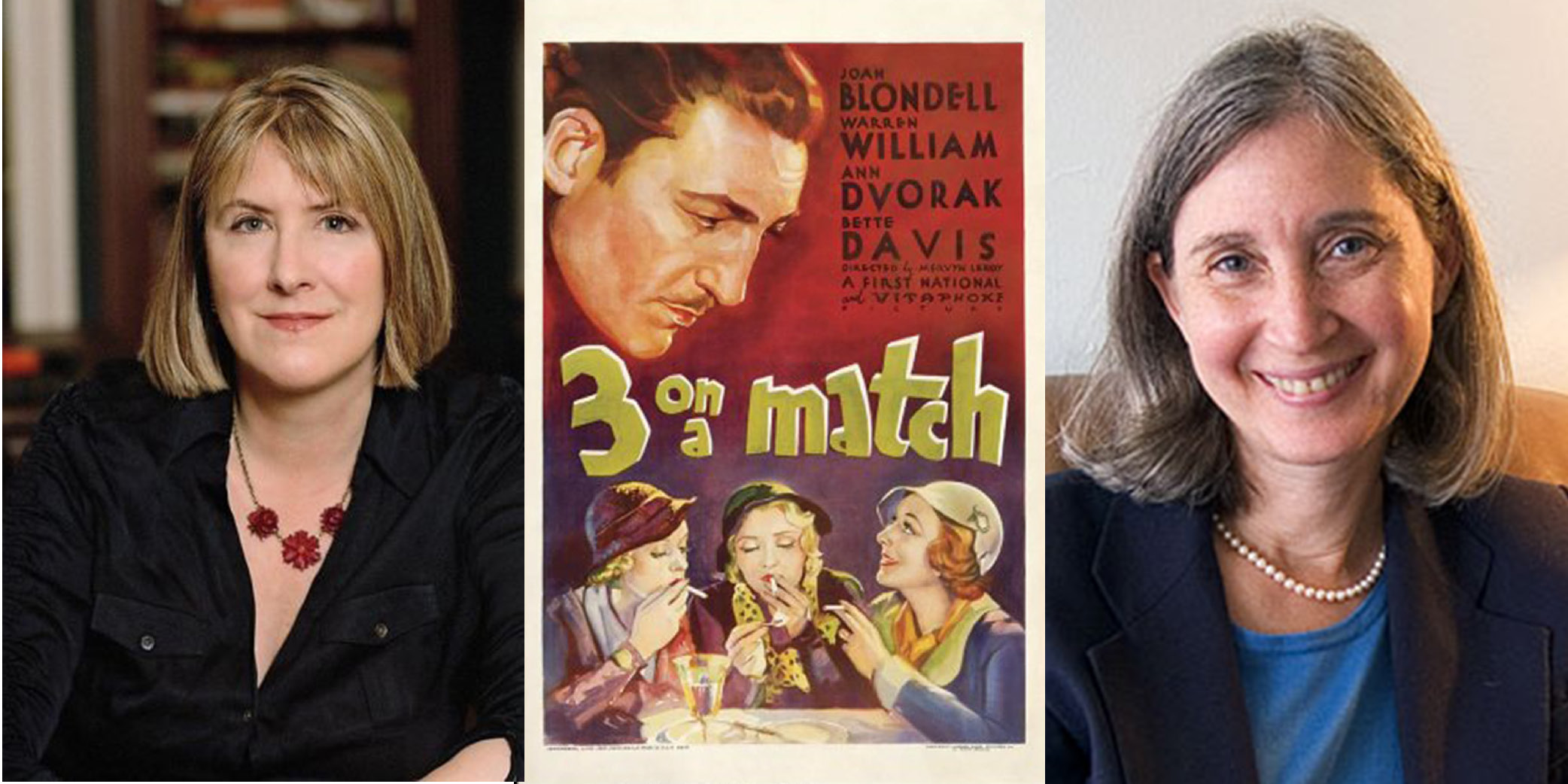 Margaret Talbot (left), "3 on a Match" movie poster (center), and Nell Minow (right).